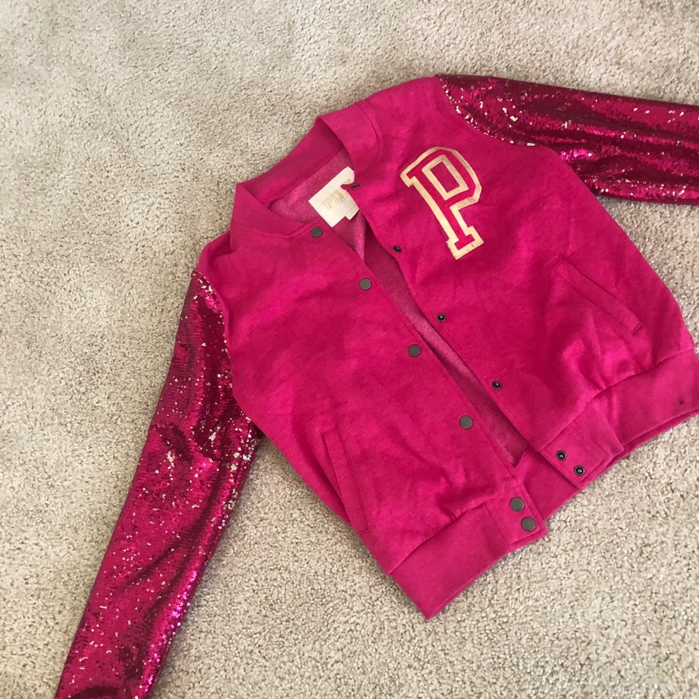 LOVE PINK SPARKLY VARSITY JACKET